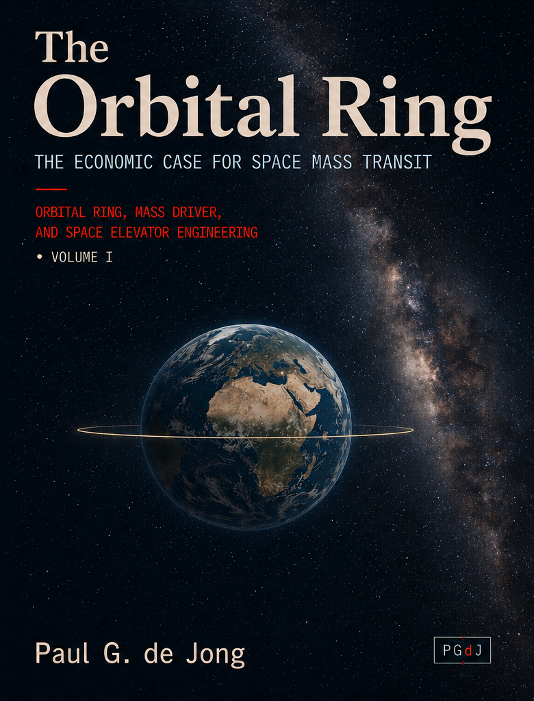 Cover of Volume I: The Orbital Ring, The Economic Case for Space Mass Transit, by Paul G. de Jong